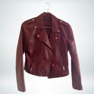 Burgundy Faux Leather Jacket